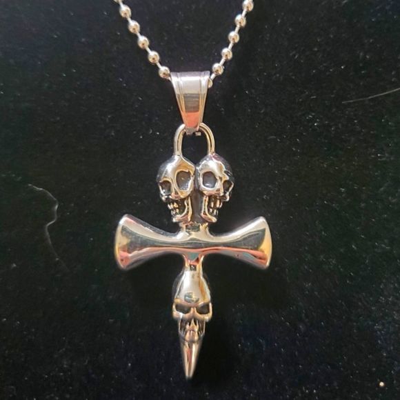 Quality Stainless Products Other - STAINLESS STEEL SKULL CROSS ON BALL CHAIN